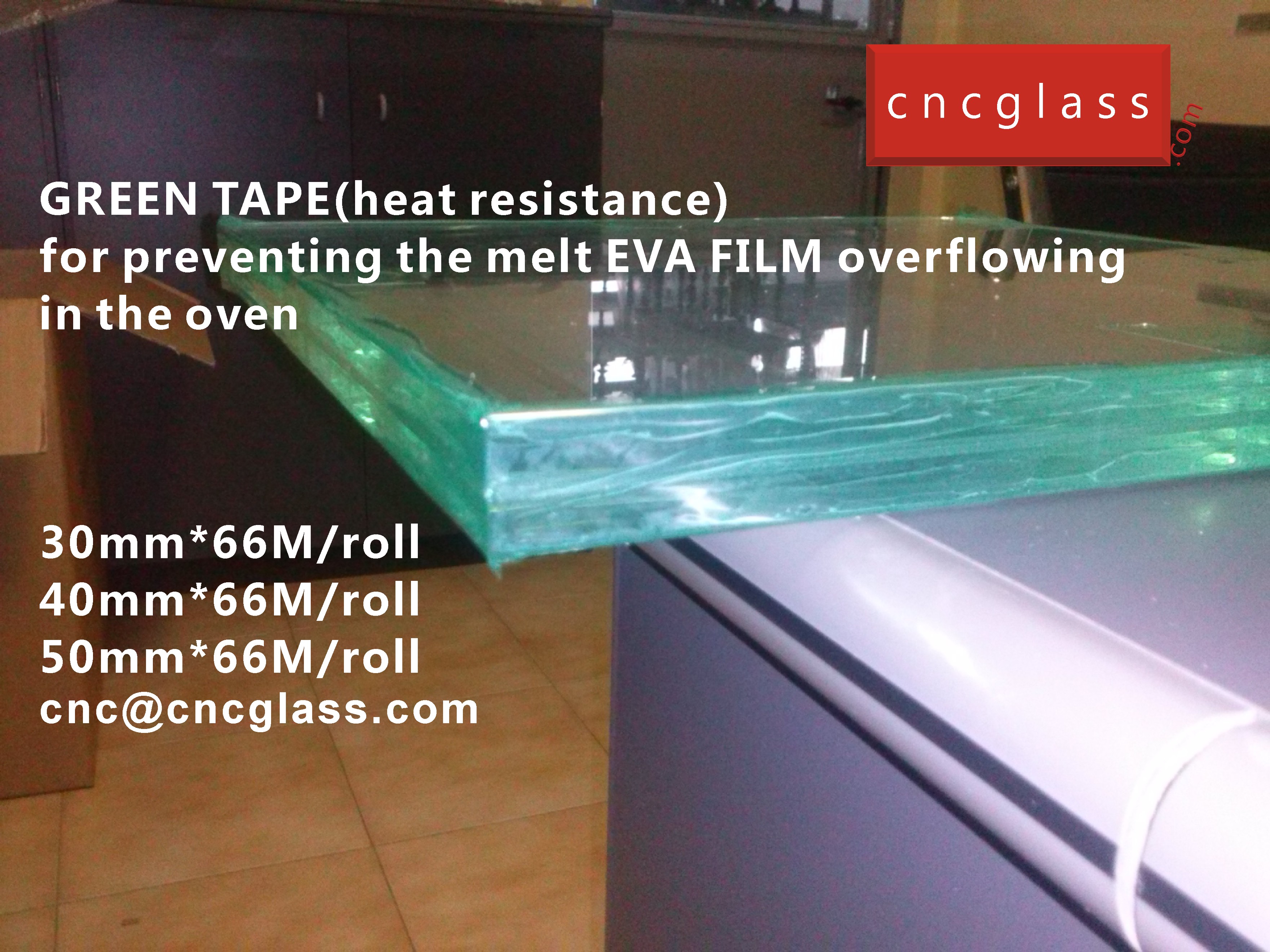 01 HOW TO USE GREEN TAPE(HEAT RESISTANCE) IN EVA FILM GLASS LAMINATING